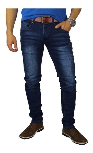 Imagen 3 de 5 de Pantalón Jeans Elasticado Hombre Skinny Semipitillo