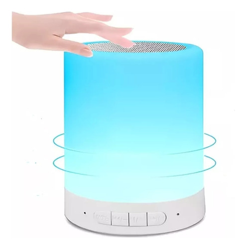 Bocina Bluetooth Y Lámpara De Mesa Led Recargable Touch