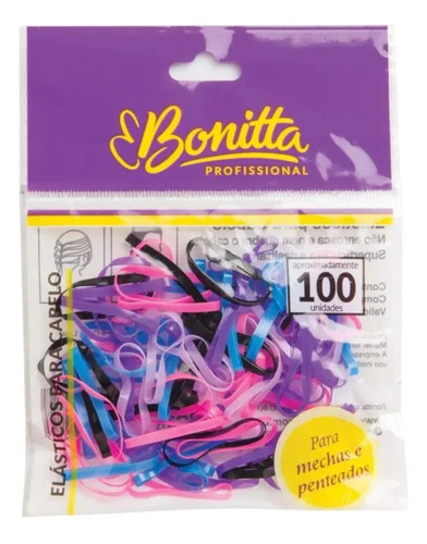 Elástico Para Cabelo Coloridos C/100un - Bonitta