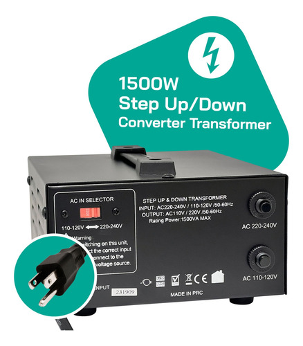 Transformador Convertidor De Voltaje Litefuze 1500w Step Arr