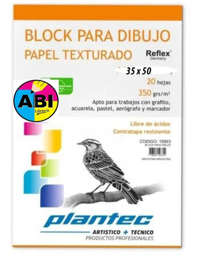 Block Para Dibujo Texturado 35x50cm 350gs. X 20hojas Plantec