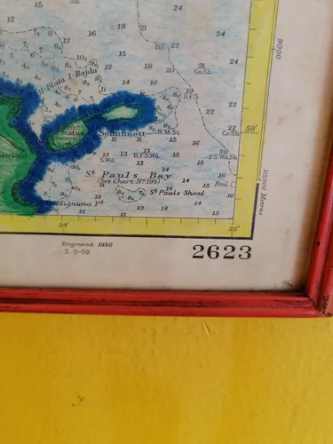 Cuadro Antiguo Mapamundi Mar Mediterráneo 1956 U.s.a (Usado)
