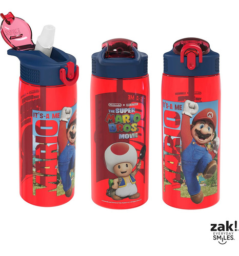 Zak Designs Botella Diseño De Minecraft, Plástico 16 Y 25 Oz Los Super Mario Bros. 25 Oz