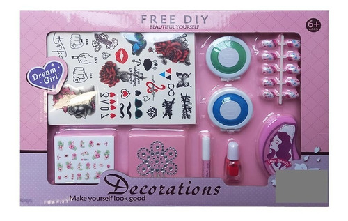 Set De Belleza Para Uñas En Caja Juguete Stickers Niños Febo