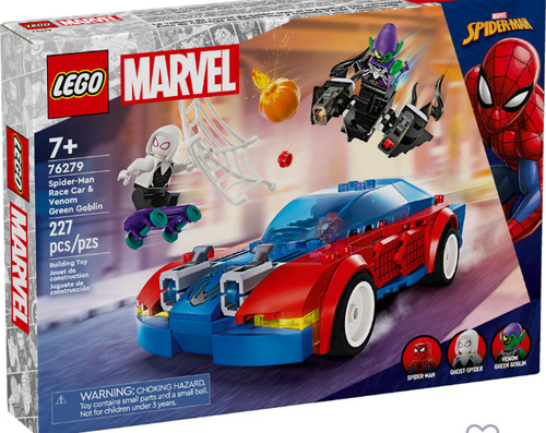 Lego Marvel Spiderman Race Car & Venom Green Goblin 