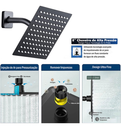Ducha Higiênica De Metal Com Chuveirinho De Mão - Torneira E Chuveiro Inox Quadrado, Ideal Para Banheiros Modernos | Compatível Com Aquecedores Solares/gás