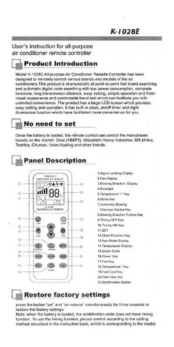 Imagen 5 de 6 de Control Remoto De Aire Acondicionado Universal Con Luz 1000