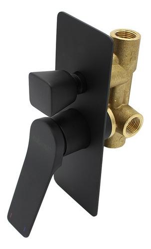 Regadera Negra Cuadrada 20cm Con Brazo Y Monomando Desviador Acabado Mate Color Negro Mate