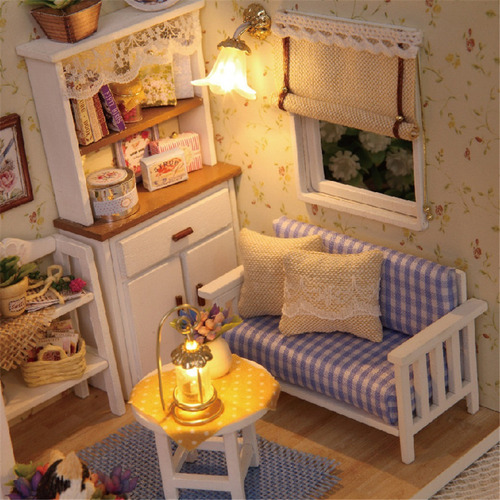 Casa De Muñecas En Miniatura I 3d De Madeira Diy, Móveis Flo
