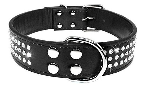 Beirui Perro Diamantes De Imitación Collar - 1.5  Cuero Anch