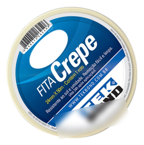 Fita Crepe Tekbond 24mm X 50mt - Kit C/5 Unidades
