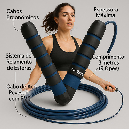 Kit Corda De Pular Profissional + Tornozeleira Fit Ncb Nababo