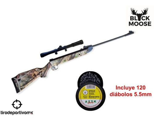 Diabolo 5.5 + Mira 4x20 + Rifle Black Moose Tiro Blanco Caza