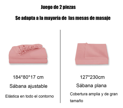 1 Juego Sabana Camilla Masaje Spa Algodn 60/40 Colores Color Rosa Claro Diseño De La Tela Liso