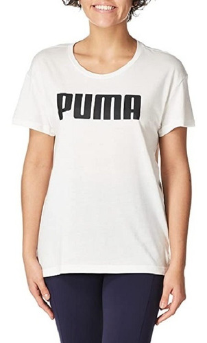 Playera Puma Mujer Blanco / Negro Logo Tee Mod 586454