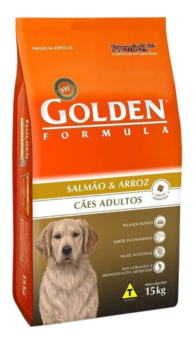 Alimento Golden Premium Especial Formula para cão adulto todos os tamanhos sabor salmão e arroz em sacola de 15kg