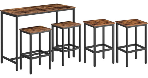 Juego Mesa Y Sillas De Bar Rectangular 47.2x2 Marrón Rústico