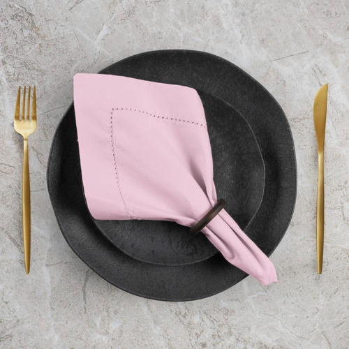 Guardanapo De Tecido Algodão Ponto Ajour 8 Peças Cor Rosa Liso