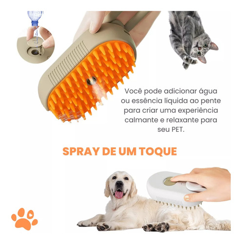 Escova Para Gatos Removedor De Pelos Pet Vapor Com Cabo 360