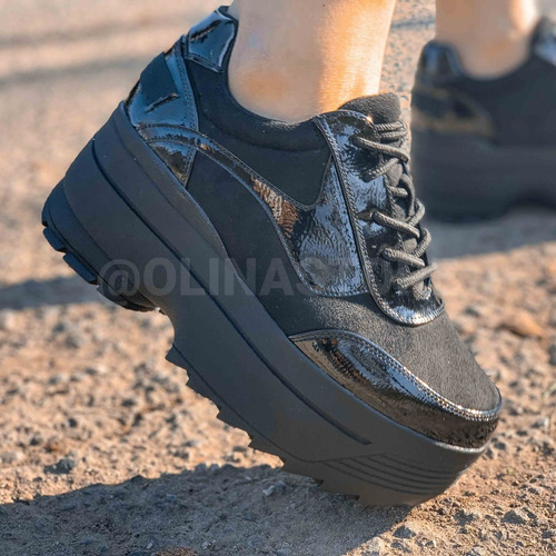 Zapatilla Negra Con Plataforma 272-14pu-n Zapatilla Negra Con Plataforma 272-14pu-n