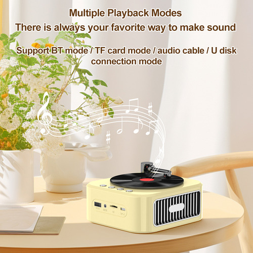 Altavoz Inalámbrico Portátil Vintage Cd Record Style Bt5.3