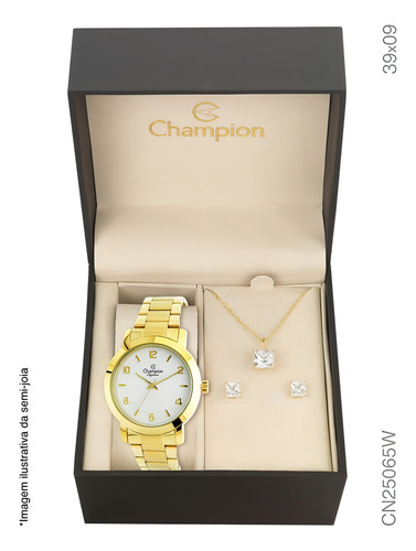 Kit Relógio Champion Dourado + Conjunto - Cn25065w