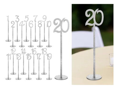 Números De Mesa Soportes Para Números 20 Piezas De Plata