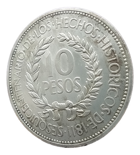 Antigua Moneda De Plata 10 Pesos Uruguay 1961 Gaucho Km# 43