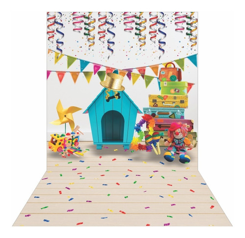 Fundo Fotográfico Pet Shop 1,20 X 1,70 M Tecido Sublimado 3d Cor Carnaval - Ja1121 Desenho Impresso Modelos