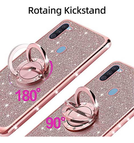 Funda Para Galaxy A11 Glitter Rosa Plastico Tpu