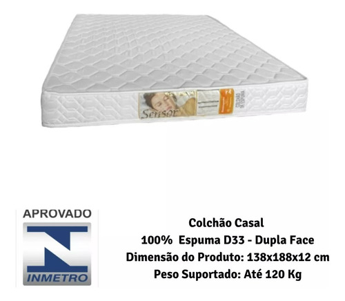 Colchão Para Cama De Casal 188x138 D33 Cor Branco Macio