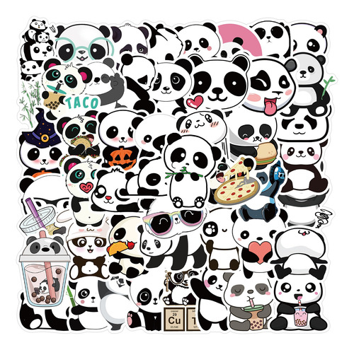 Pandas Kawaii Cute 50 Calcomanias Stickers Pvc Contra Agua