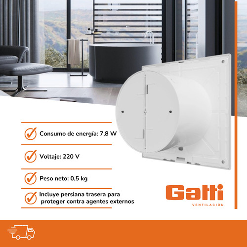 Extractor De Aire Para Baño Rulemanes Slim 10 Cm 4 Pulgadas
