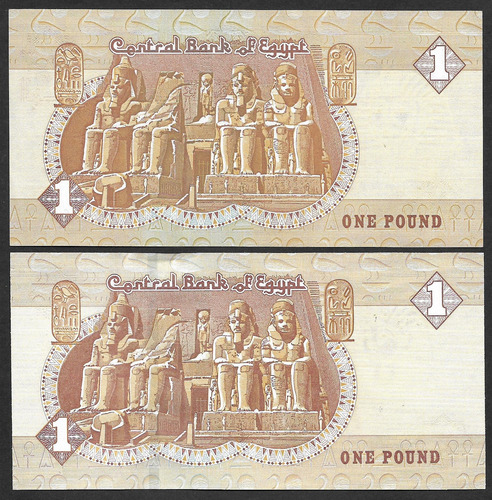Grr-2 Billetes Egipto 1 Pound 1999-2017, Mezquita Y Faraones