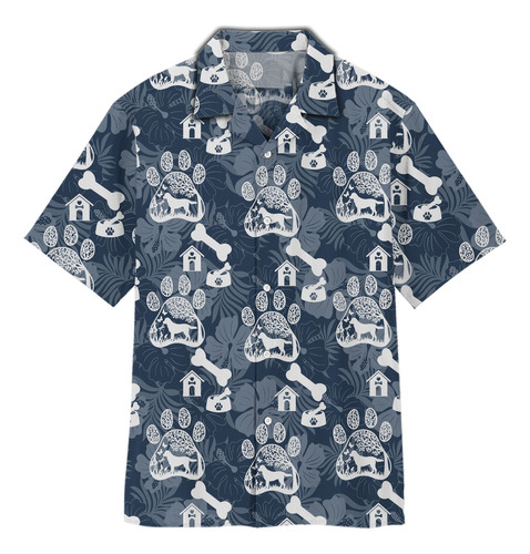 Camisa Hawaiana Unisex Negra De Perro Y Hueso, Camisa De Pla