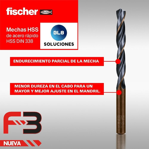 Imagen 8 de 8 de Mecha Acero Rápido 6mm- Hss Fischer F3- Diam. 6mm- La Mejor!