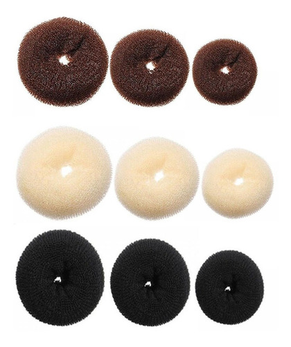 12 Esponjas Rosquinha P/ Fazer Coque No Hair- Cabelo Donuts