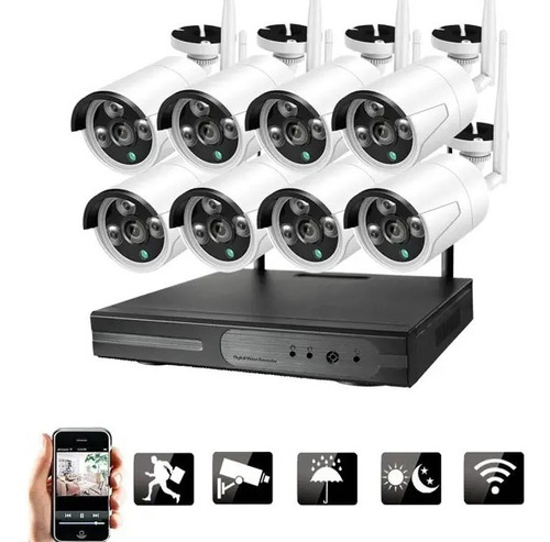 Kit Vigilancia 8 Camaras Nvr Wifi 1080 Hd + Disco 1t