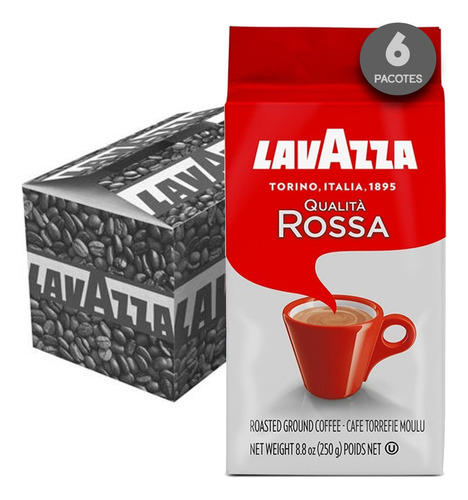 6x Café Italiano Lavazza Qualitá Rossa Moído (vácuo) 250g