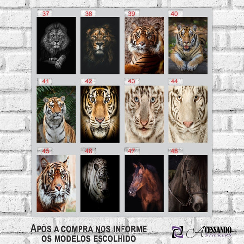Imagem 3 de 8 de 5 Pôsteres Decorativos Animais Selvagem Leão - 20x30 Cm