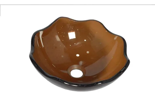 Lavamanos De Sobreponer Flor Marron Vidrio 35cm*14cm