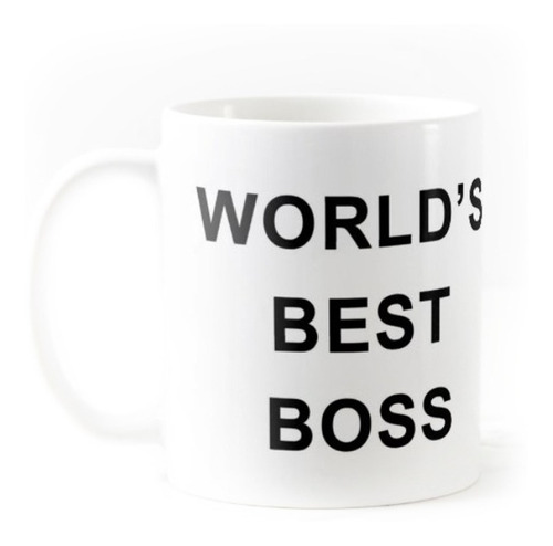 Taza de 325 ml La oficina taza oficial de Michael Scott como se ve en la oficina Dunder Mifflin Worlds Best Boss TV Television Show Taza de cerámica de café té, cacao Words Best Boss 