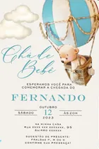 Comprar Convite Chá De Bebe Ursinho Baloeiro Azul Chá Fralda Digital