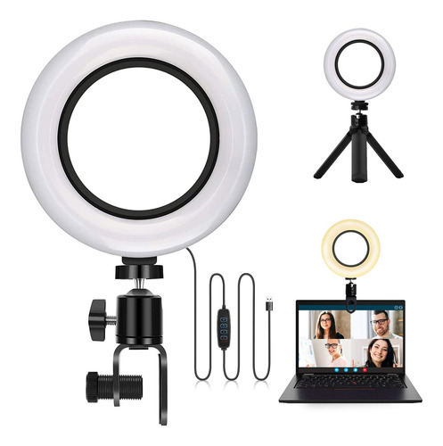 Luz Anillo Led 6 Soporte Abrazadera Tripode Selfie Para