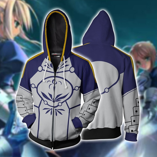 Ss Fate/stay Night Saber Zipper Sudadera Cosplay Disfraz