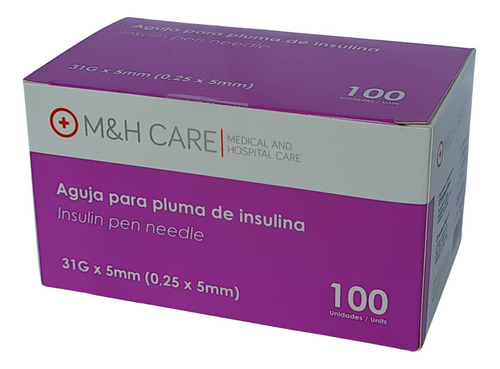 Aguja Para Pluma De Insulina 31g X 5mm Caja X 100 Unidades