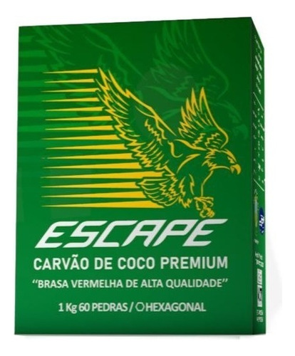 Kit 2 Kg Carvão De Narguile De Coco Escape Premium Originl