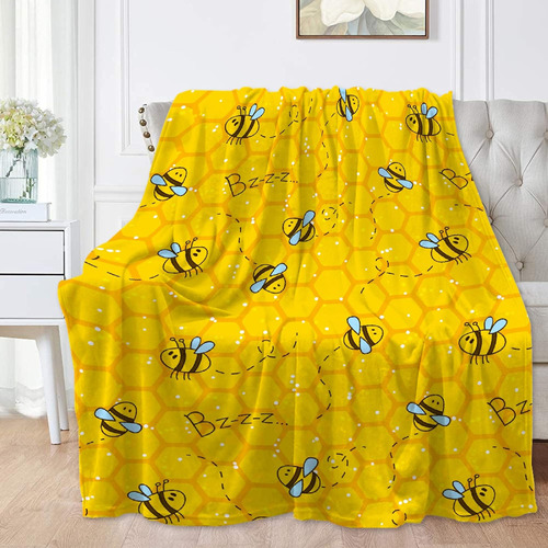 Mantas Amarillas De Abeja Con Diseño De Panal Para Sofá, Cam