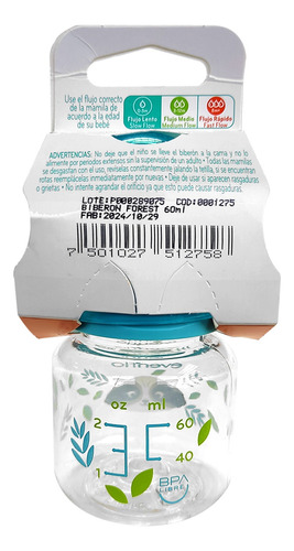 Biberón Evenflo Forest 60ml Flujo Lento 0 - 3 Meses 1 Pza
