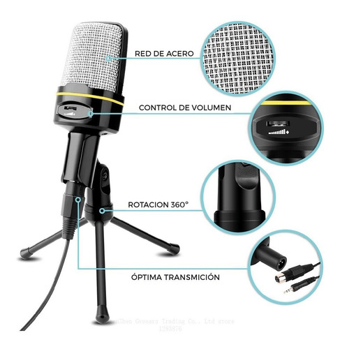 Imagen 2 de 3 de Micrófono Condenser Para Cámara Teléfono Pc Cable Ficha 3.5